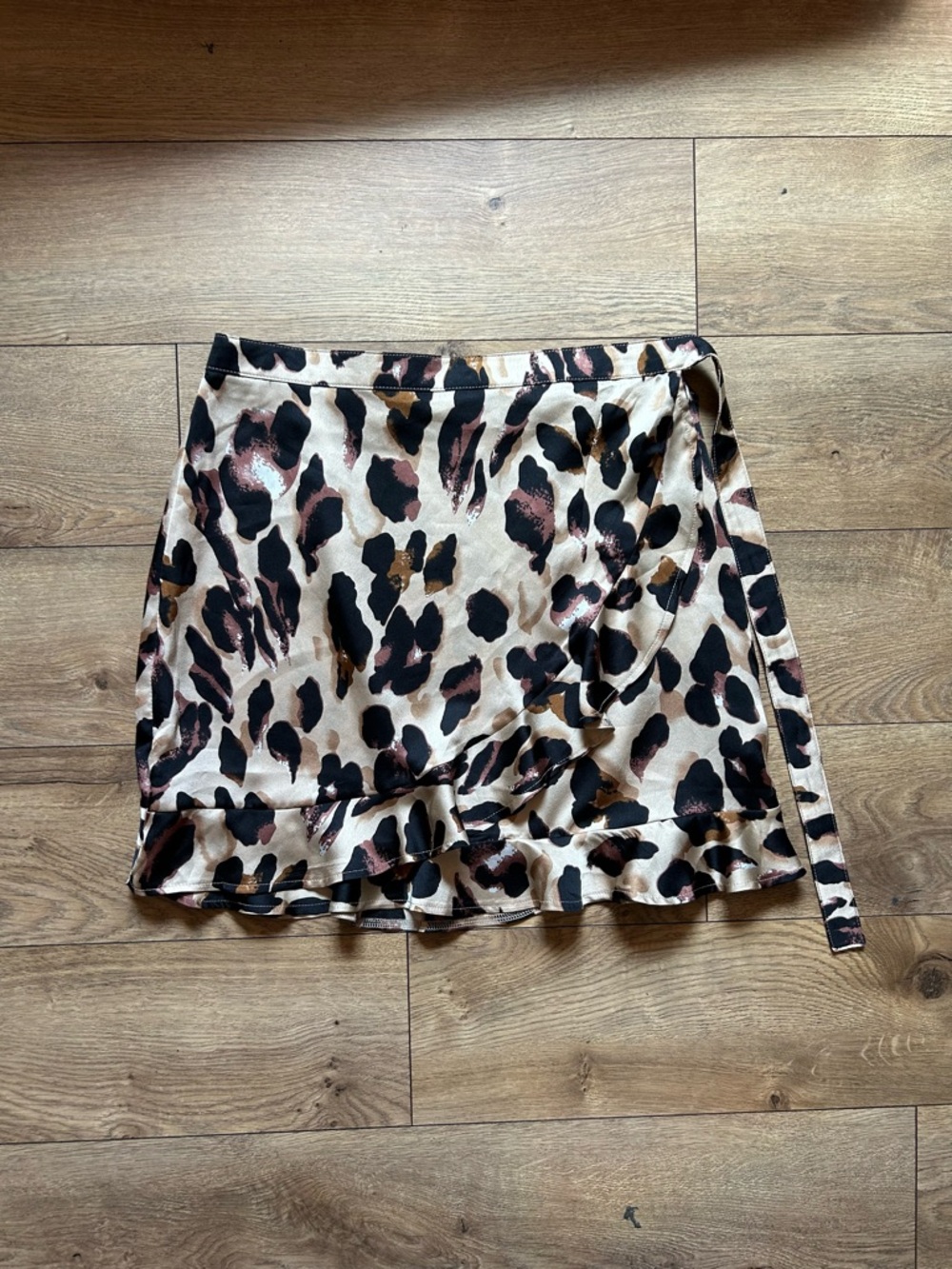 Nasty Gal NWT Leopard Print Wrap Mini Skirt - Beige, Black, Brown